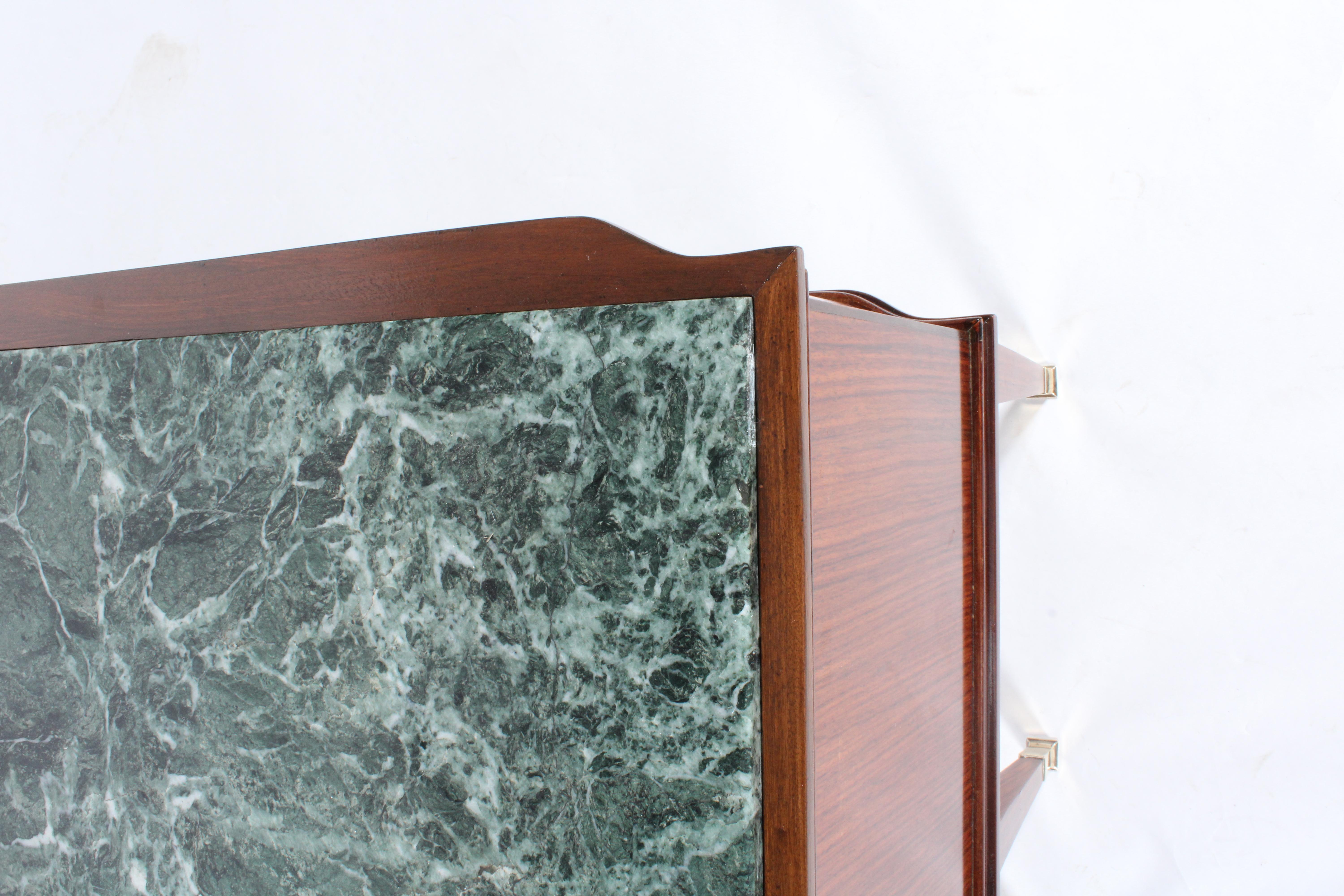 Exquisite Pair of Midcentury Italian Night Stands with Green Marble Tops 5