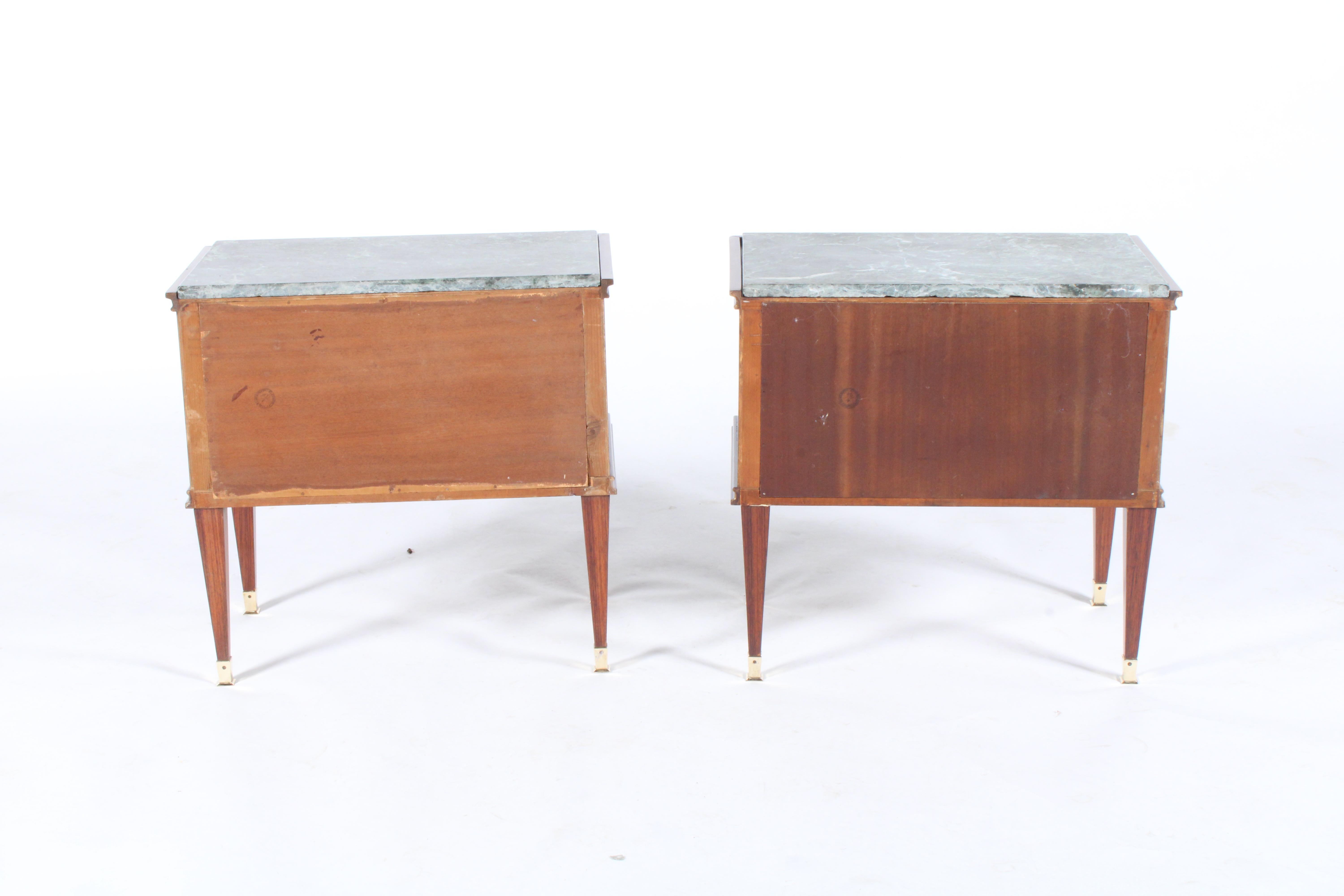 Exquisite Pair of Midcentury Italian Night Stands with Green Marble Tops 7