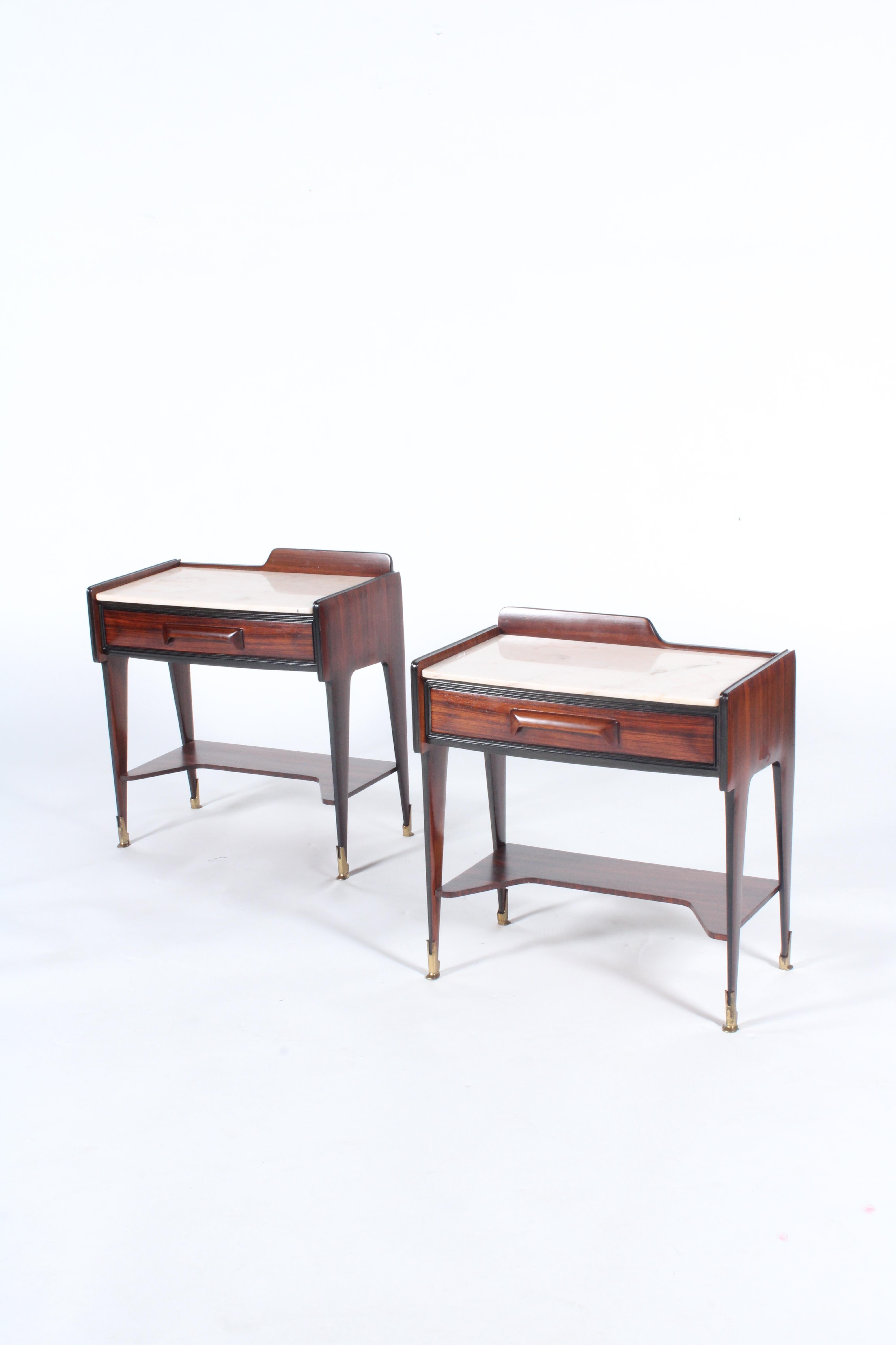 Woodwork Exquisite pair of mid century Italian nightstands *Free International Delivery