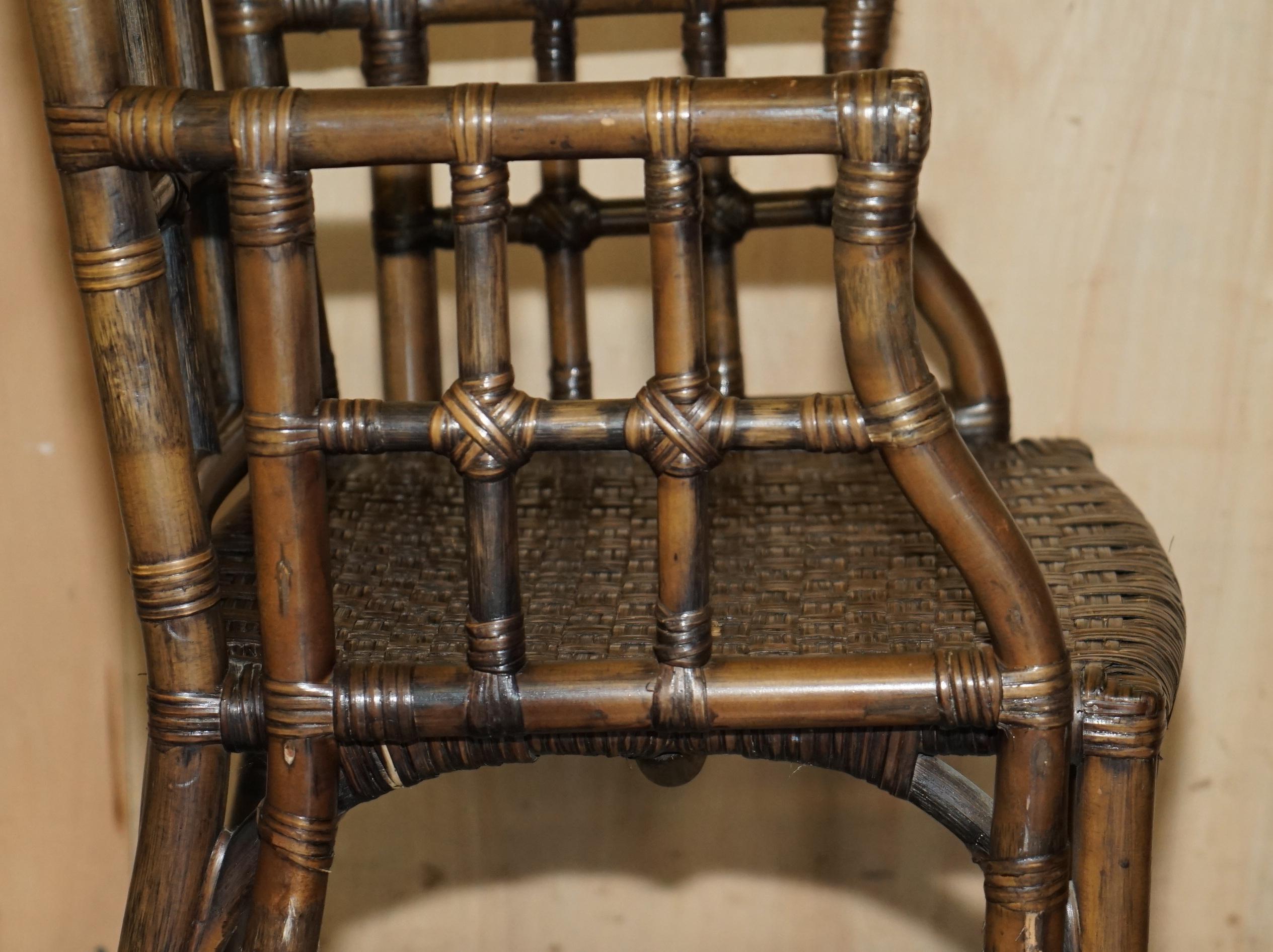 EXQUISITE PAIR OF MID CENTURY MCGUIRE RATTAN GOTHIC CATHEDRAL BACK ARMCHAIRs 2