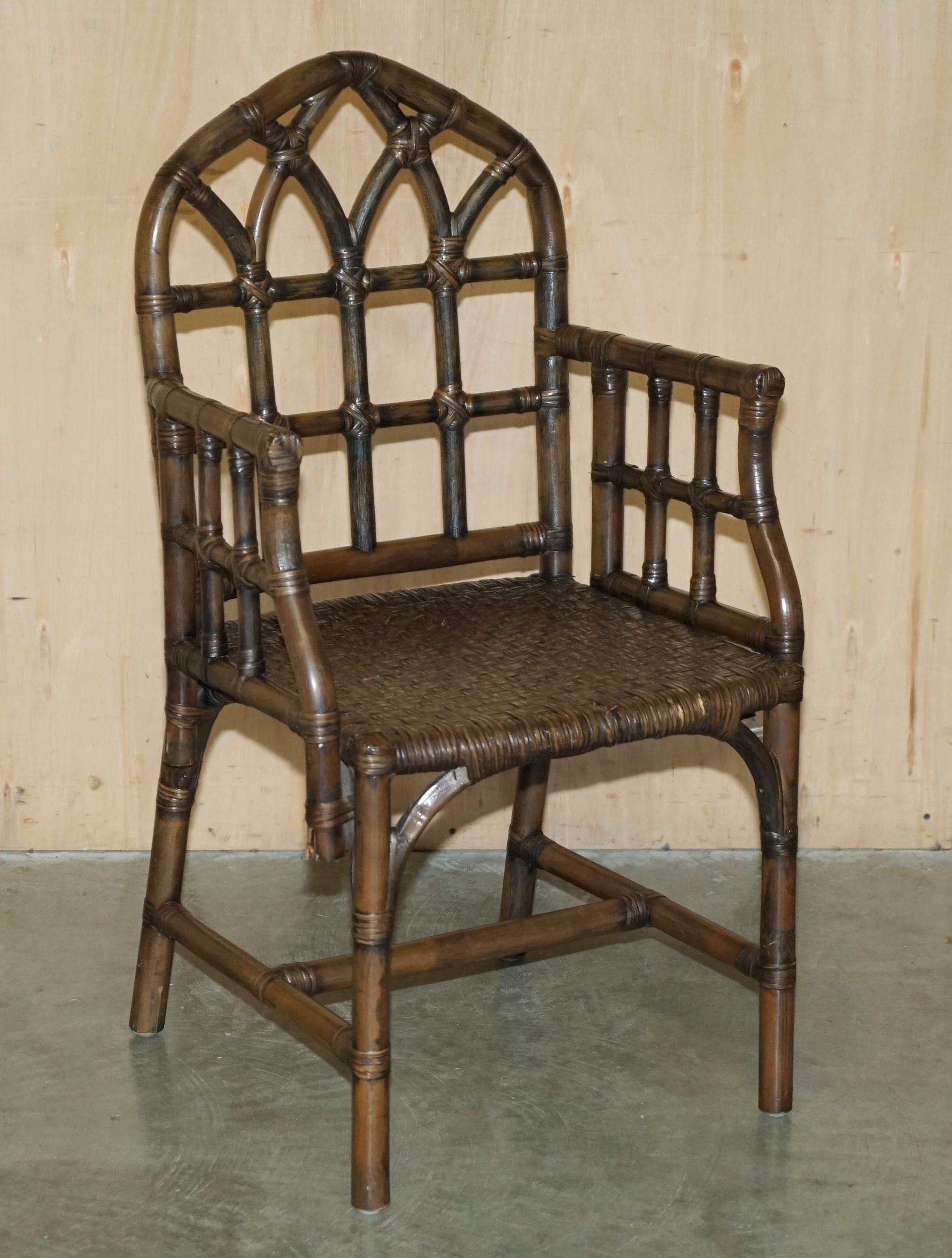 Royal House Antiques

Royal House Antiques is delighted to offer for sale this stunning pair of Mid Century McGuire Rattan Gothic Cathedral back armchairs 

Please note the delivery fee listed is just a guide, it covers within the M25 only for the
