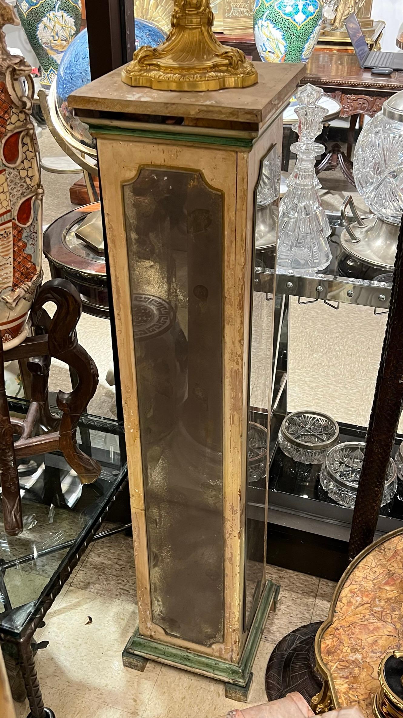 Exquisite Pair of Mirrored Pedestals in Style of Maison Jansen For Sale 6