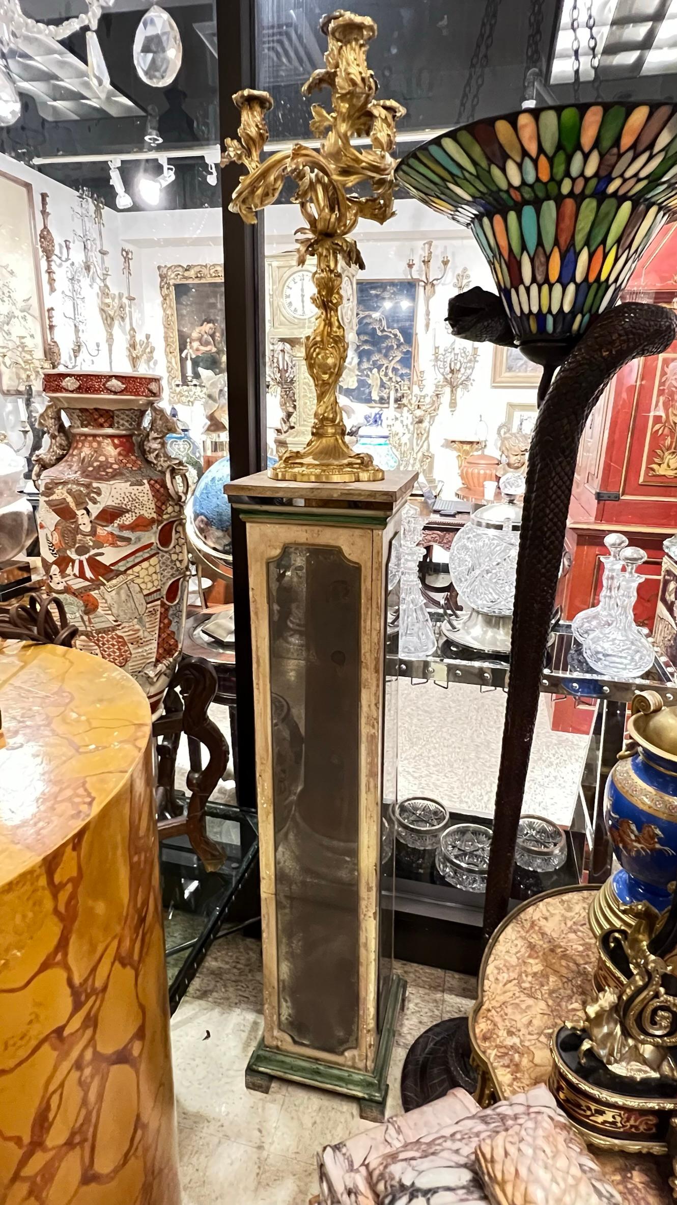 Exquisite Pair of Mirrored Pedestals in Style of Maison Jansen For Sale 7