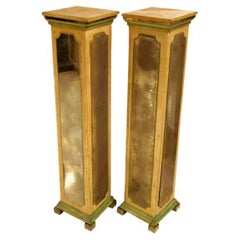 Exquisite Pair of Mirrored Pedestals in Style of Maison Jansen