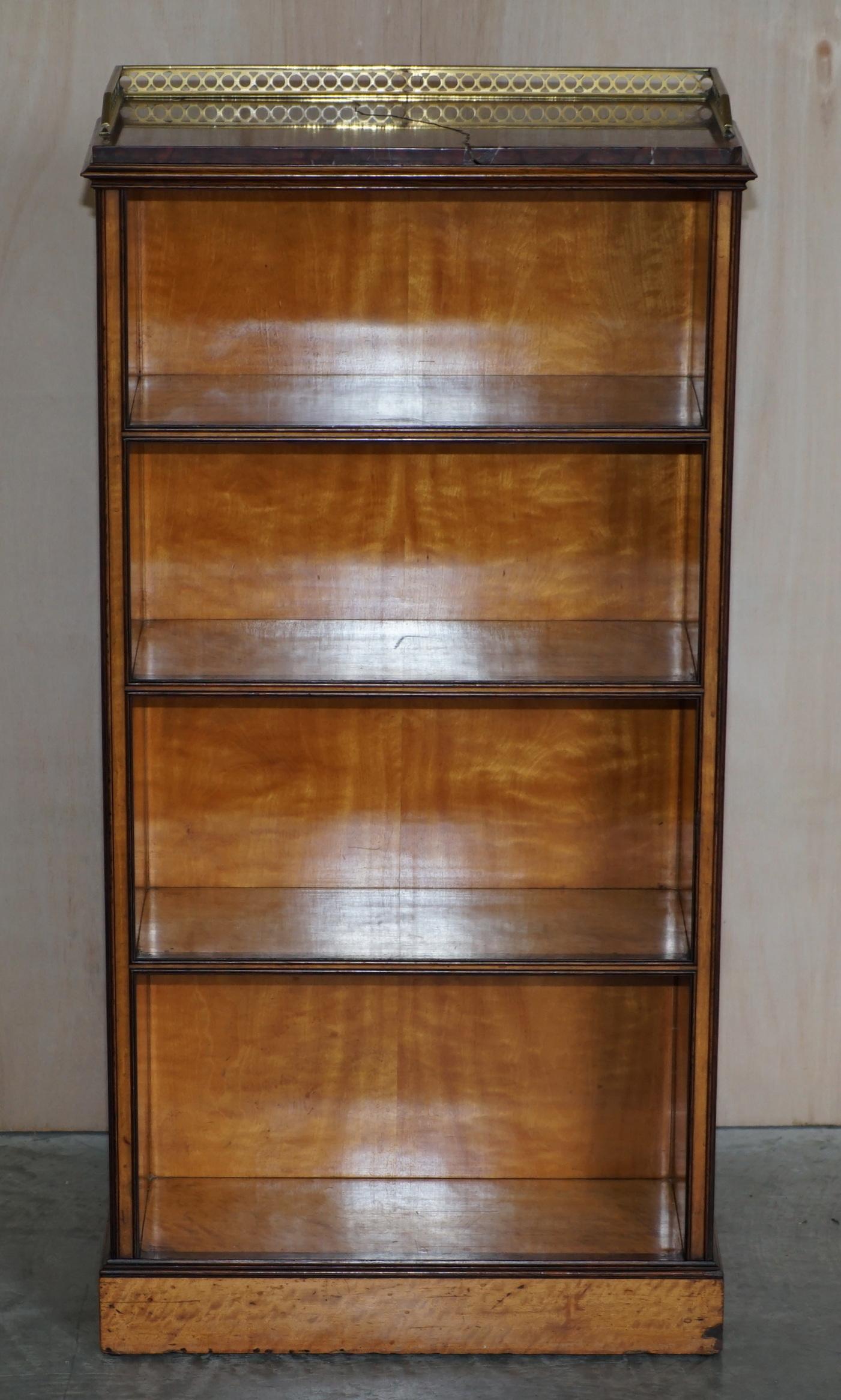 Exquisite Pair of Morison & Co Edinburgh Library Bookcases Brass Gallery Marble 6