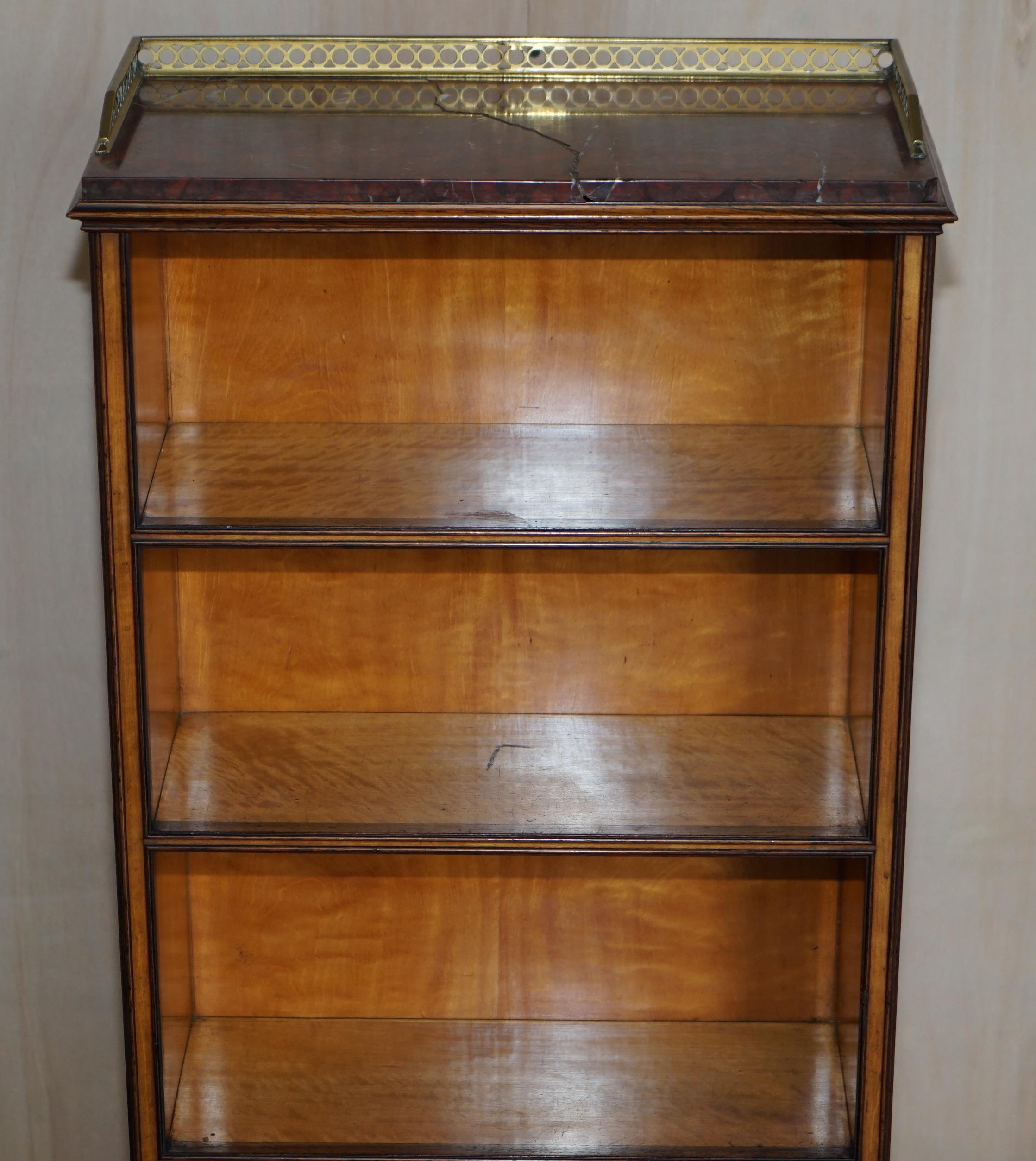 Exquisite Pair of Morison & Co Edinburgh Library Bookcases Brass Gallery Marble 7