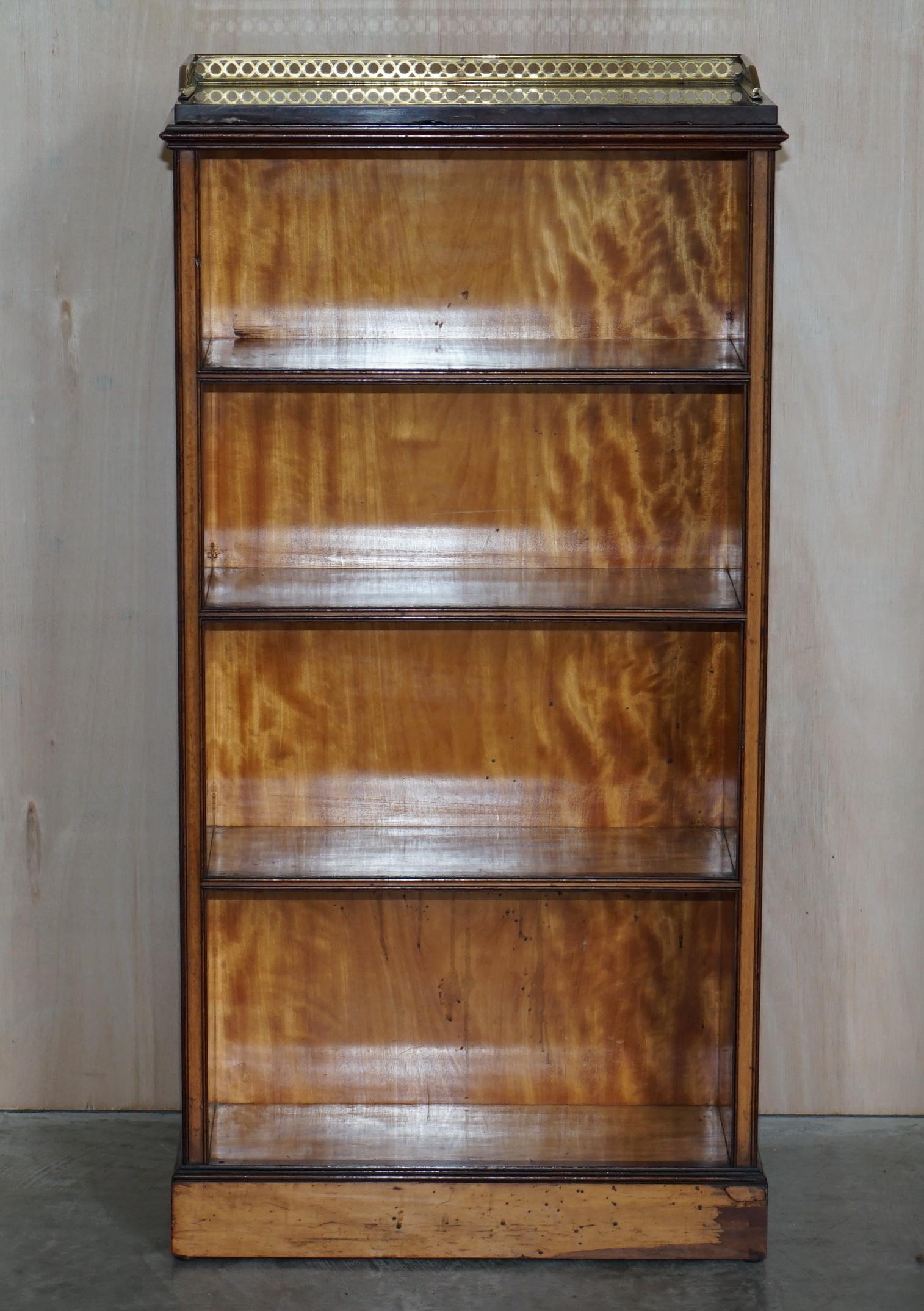 Regency Exquisite Pair of Morison & Co Edinburgh Library Bookcases Brass Gallery Marble