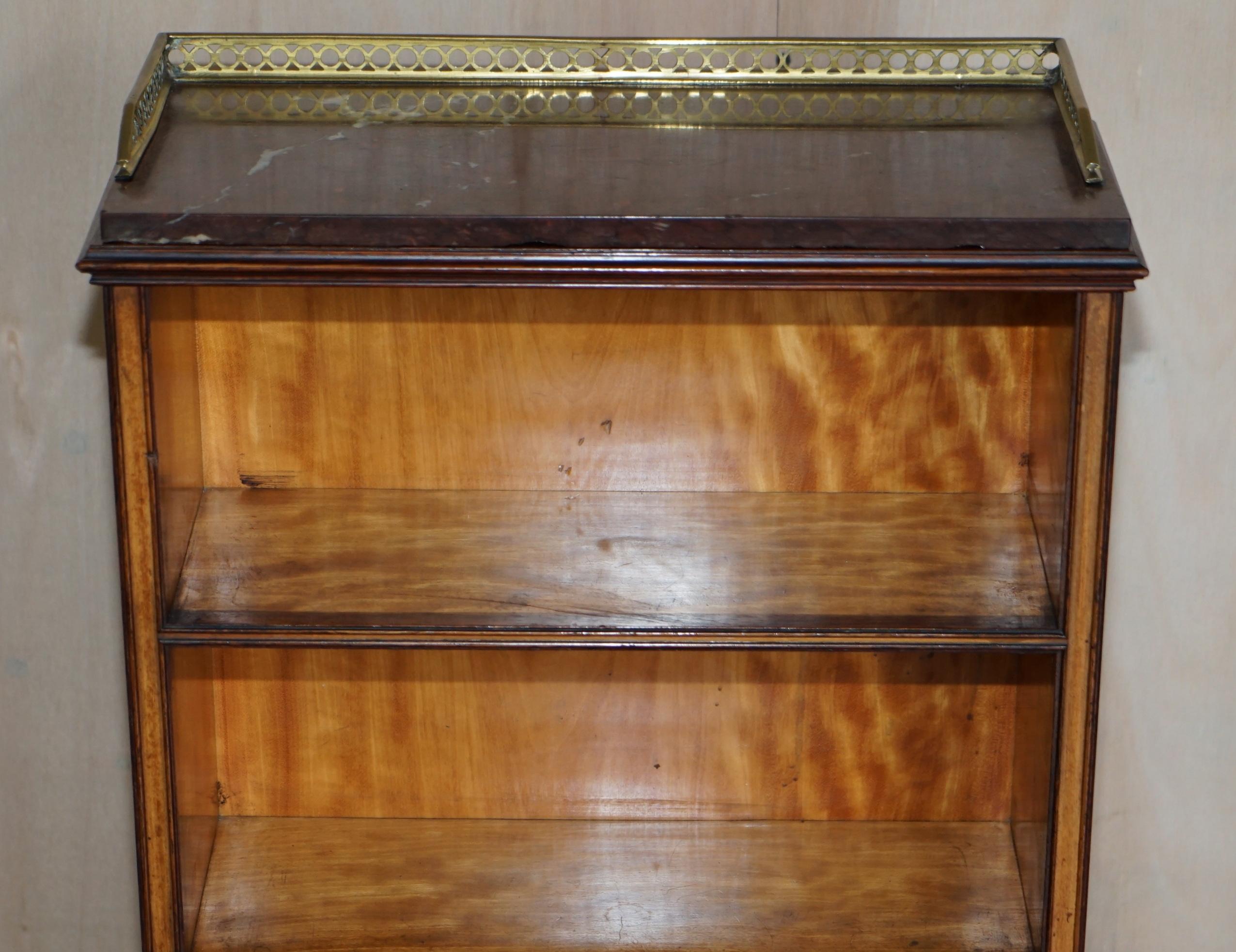 19th Century Exquisite Pair of Morison & Co Edinburgh Library Bookcases Brass Gallery Marble
