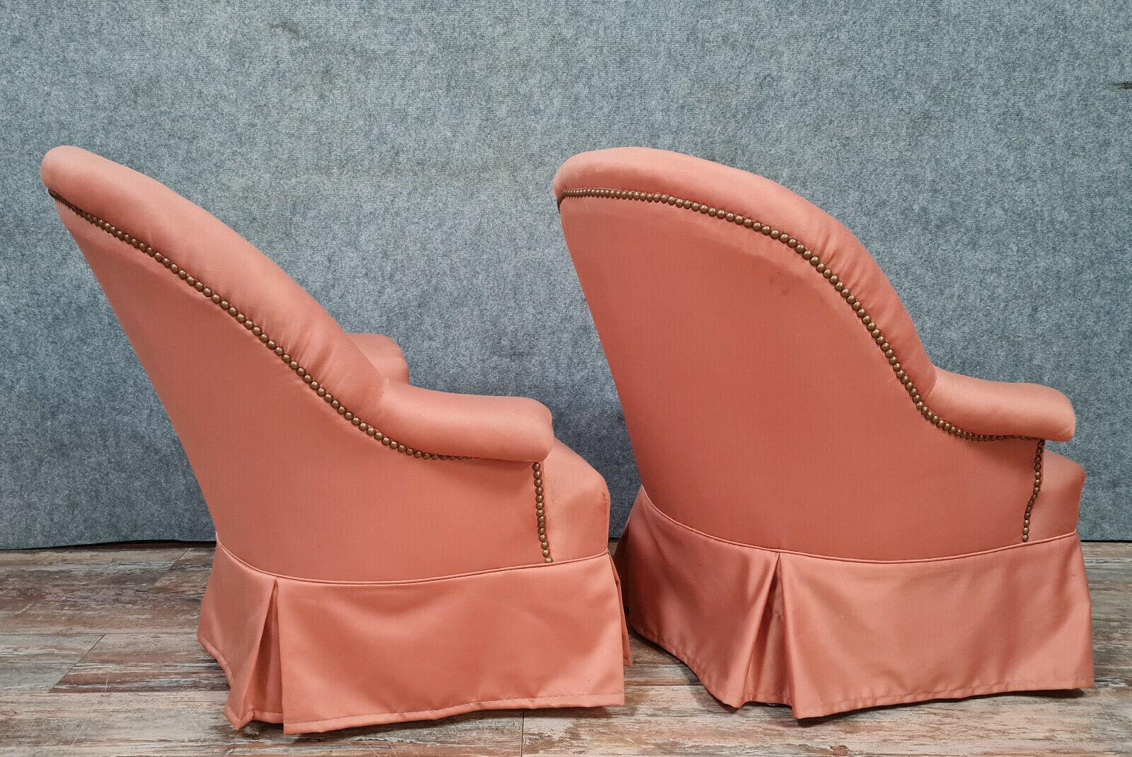 Exquise paire de fauteuils Crapaud d'époque Napoléon III -1X09 Bon état - En vente à Bordeaux, FR