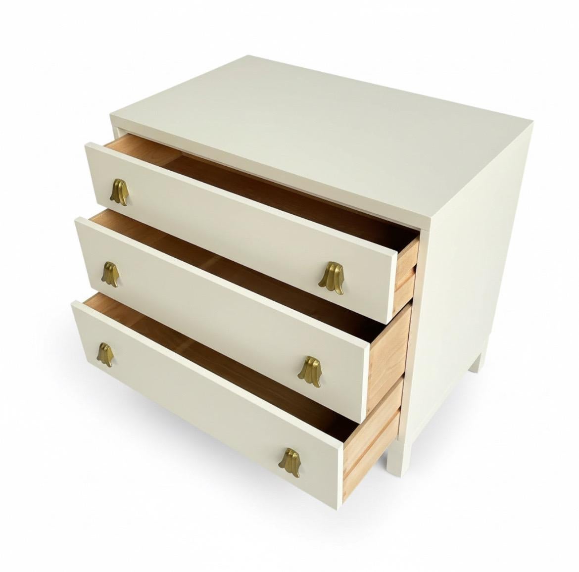 Brass Exquisite Pair of Vintage Art Deco Commodes with Tulip Pulls by Widdicomb For Sale