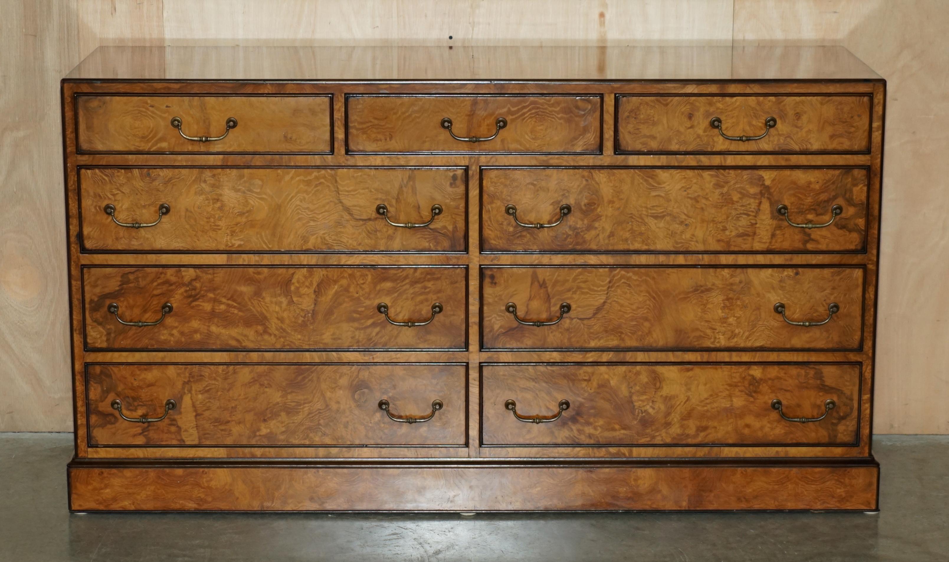 EXQUISITE PAIR OF ViNTAGE BURR ELM SIDEBOARDS OR BANK / CHESTS OF DRAWERS 8