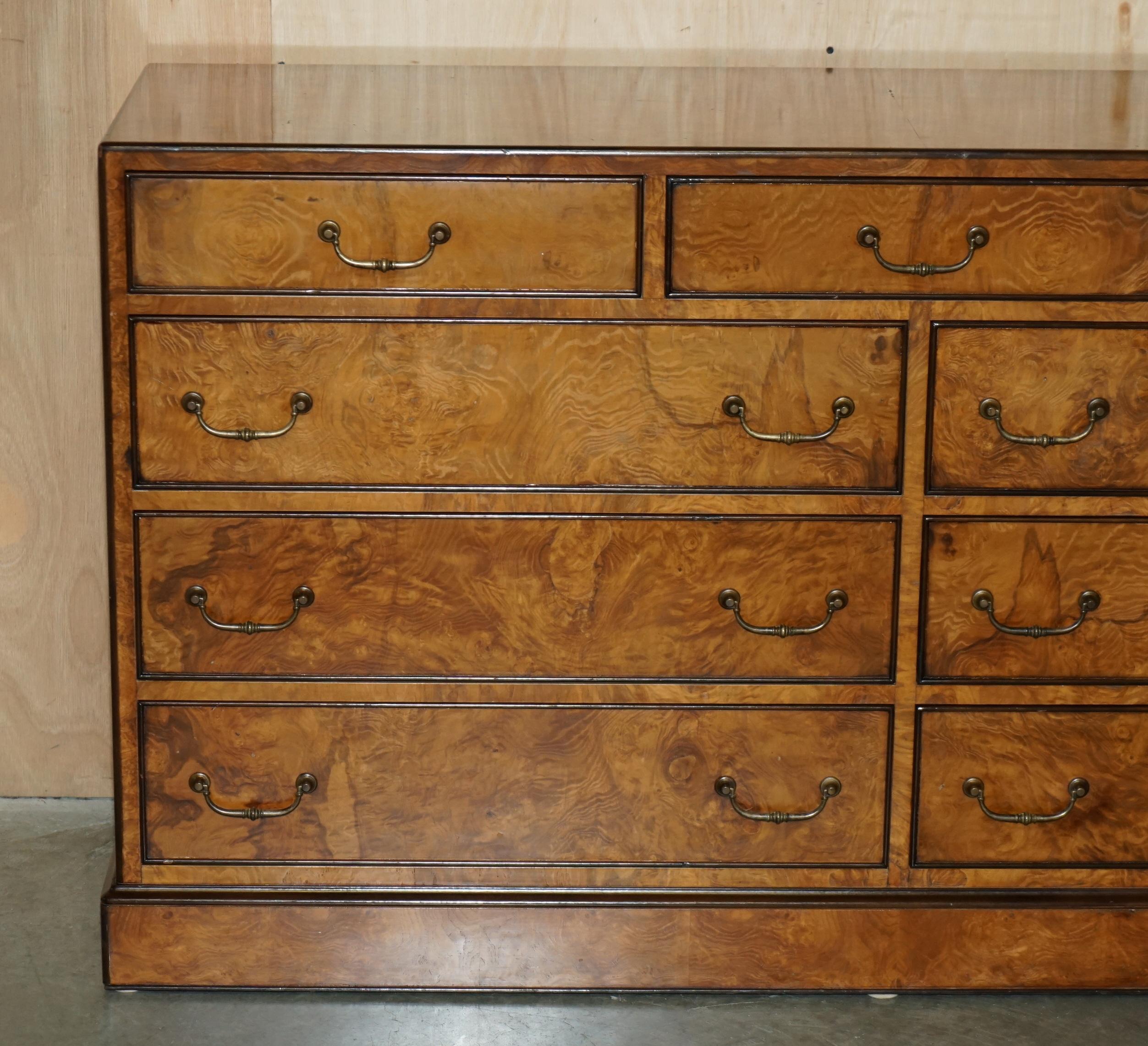 EXQUISITE PAIR OF ViNTAGE BURR ELM SIDEBOARDS OR BANK / CHESTS OF DRAWERS 9