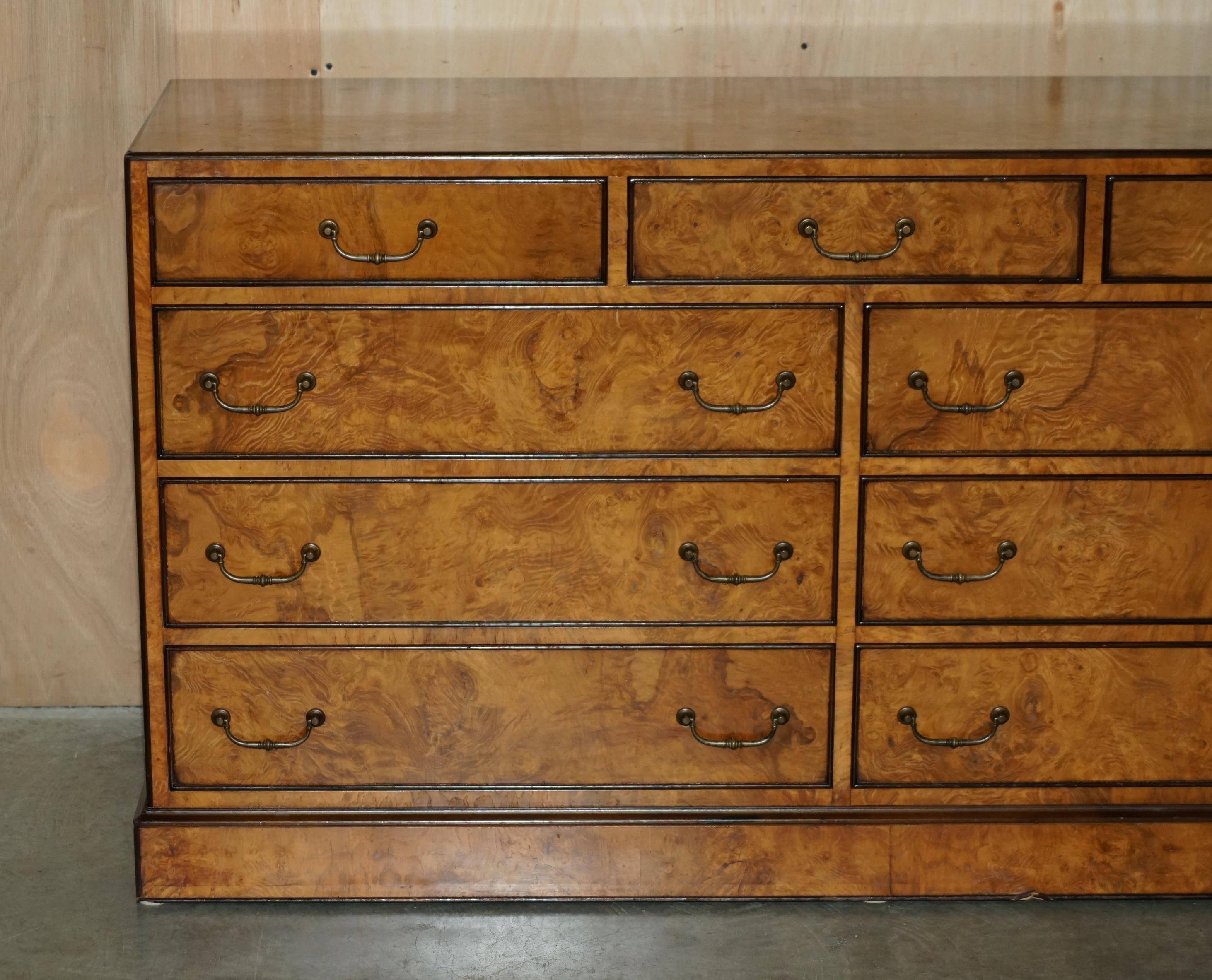 English EXQUISITE PAIR OF ViNTAGE BURR ELM SIDEBOARDS OR BANK / CHESTS OF DRAWERS