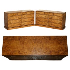 EXQUISITE PAIR OF ViNTAGE BURR ELM SIDEBOARDS OR BANK / CHESTS OF DRAWERS