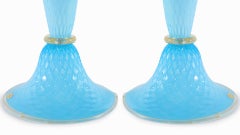 Exquisite Pair Venetian Glass / Gold Flecks Table Lamps
