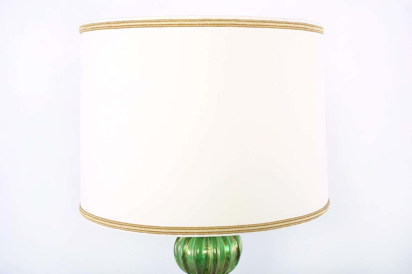 Exquisite Pair Venetian Glass / Gold Flecks Table Lamps In Good Condition For Sale In Tarry Town, NY