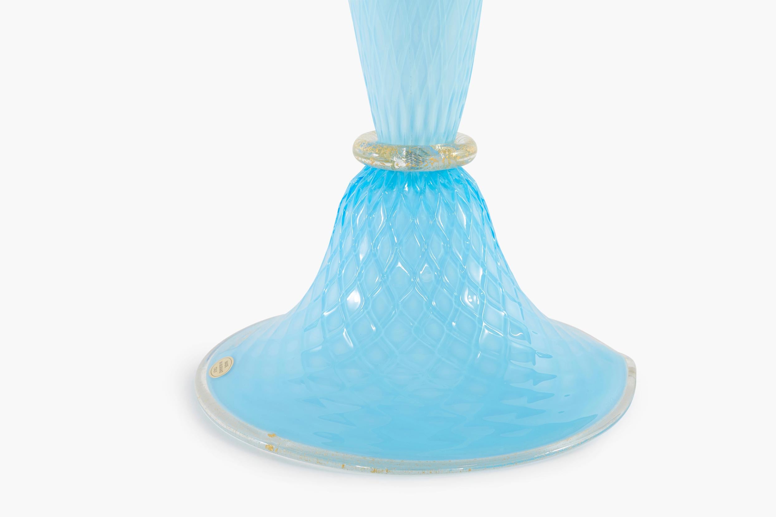 Italian Exquisite Pair Venetian Glass / Gold Flecks Table Lamps For Sale