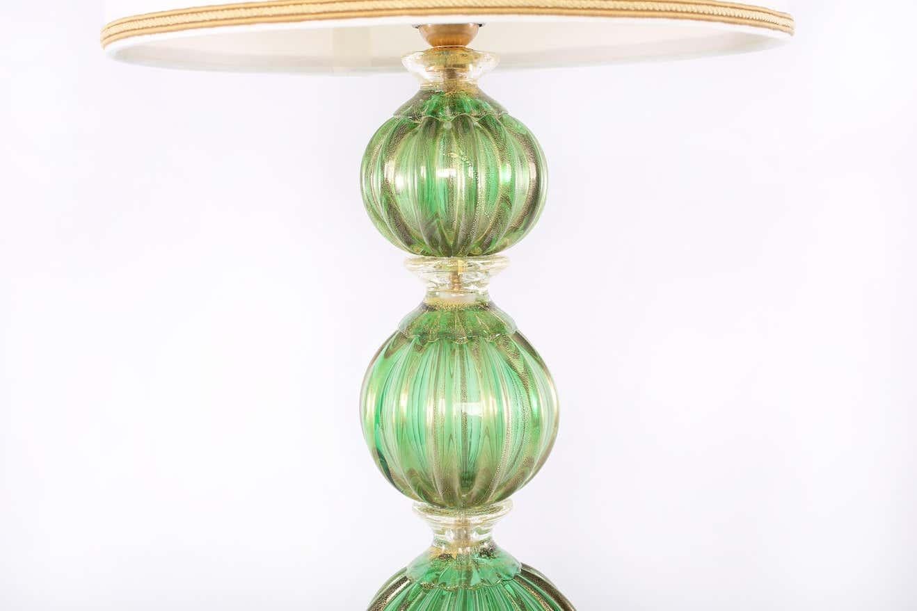 Exquisites Paar venezianische Tischlampen aus Glas mit Goldflecken, Paar (20. Jahrhundert) im Angebot