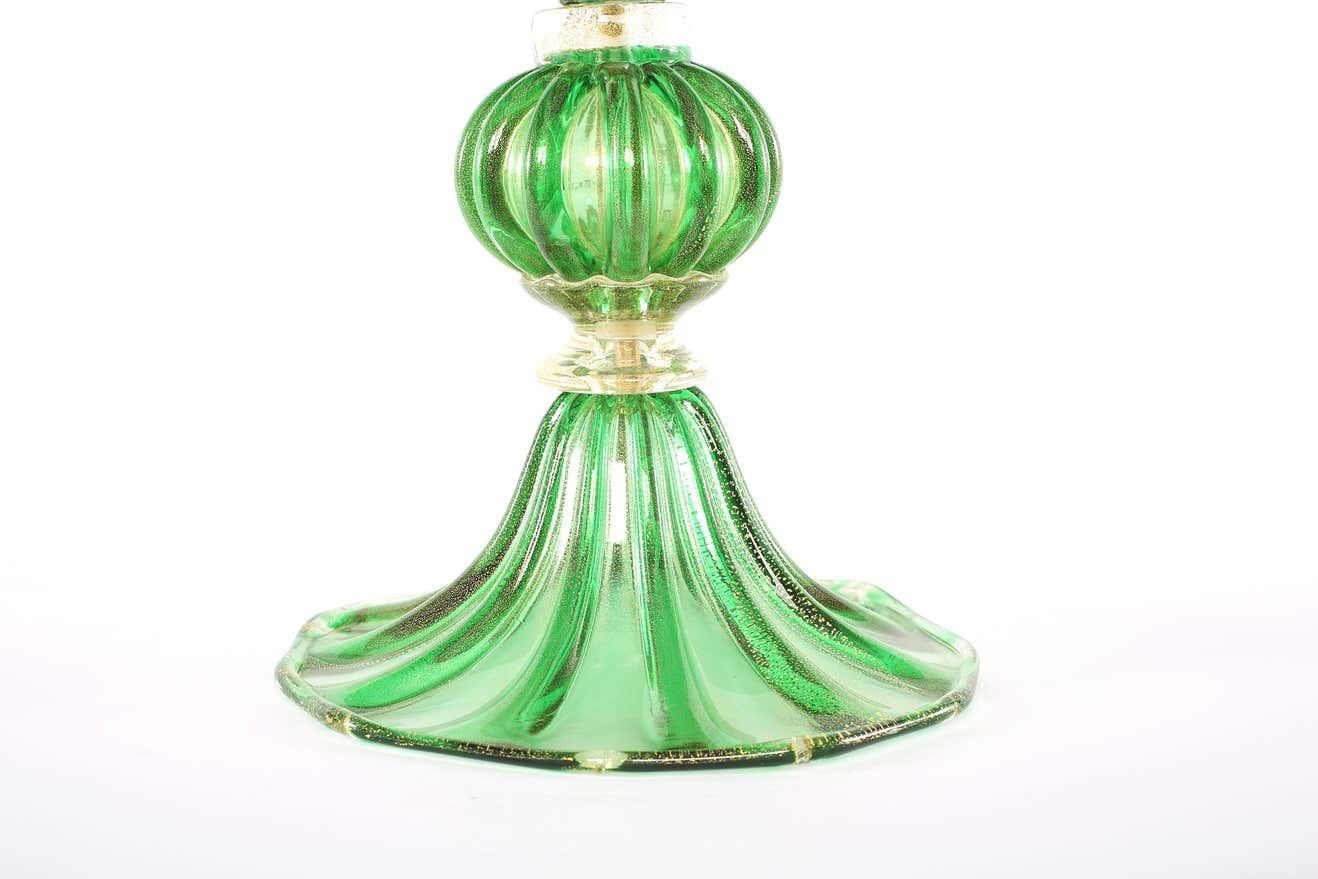 Exquisite Pair Venetian Glass / Gold Flecks Table Lamps 1