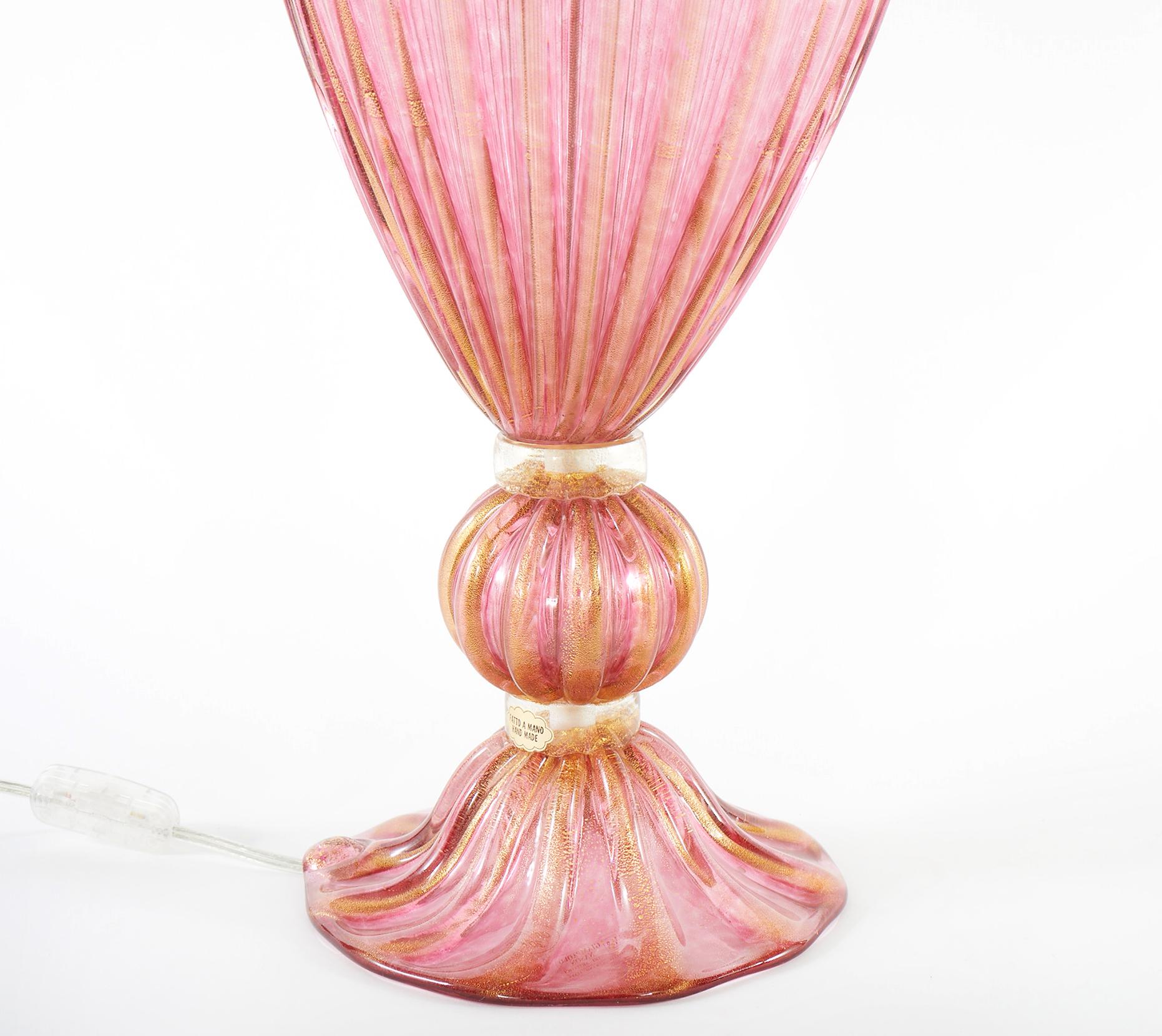 20th Century Exquisite Pair Venetian Glass / Gold Flecks Table Lamps