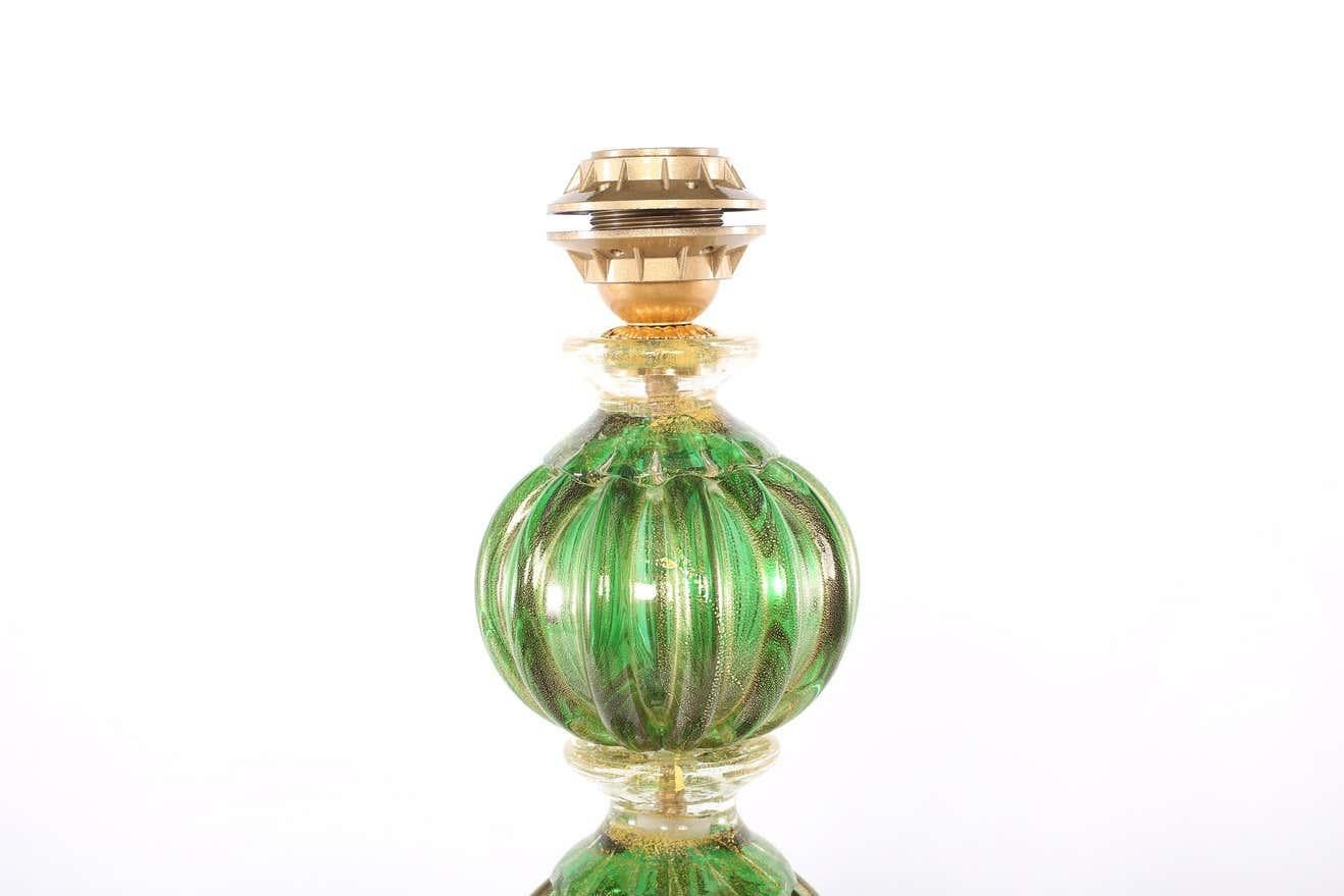 Exquisite Pair Venetian Glass / Gold Flecks Table Lamps For Sale 1