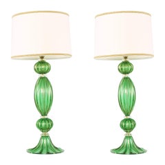 Exquisite Pair Venetian Glass / Gold Flecks Table Lamps