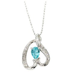 Exquisite Pariba Tourmaline and Diamond Pendant in 850pt Heart Setting