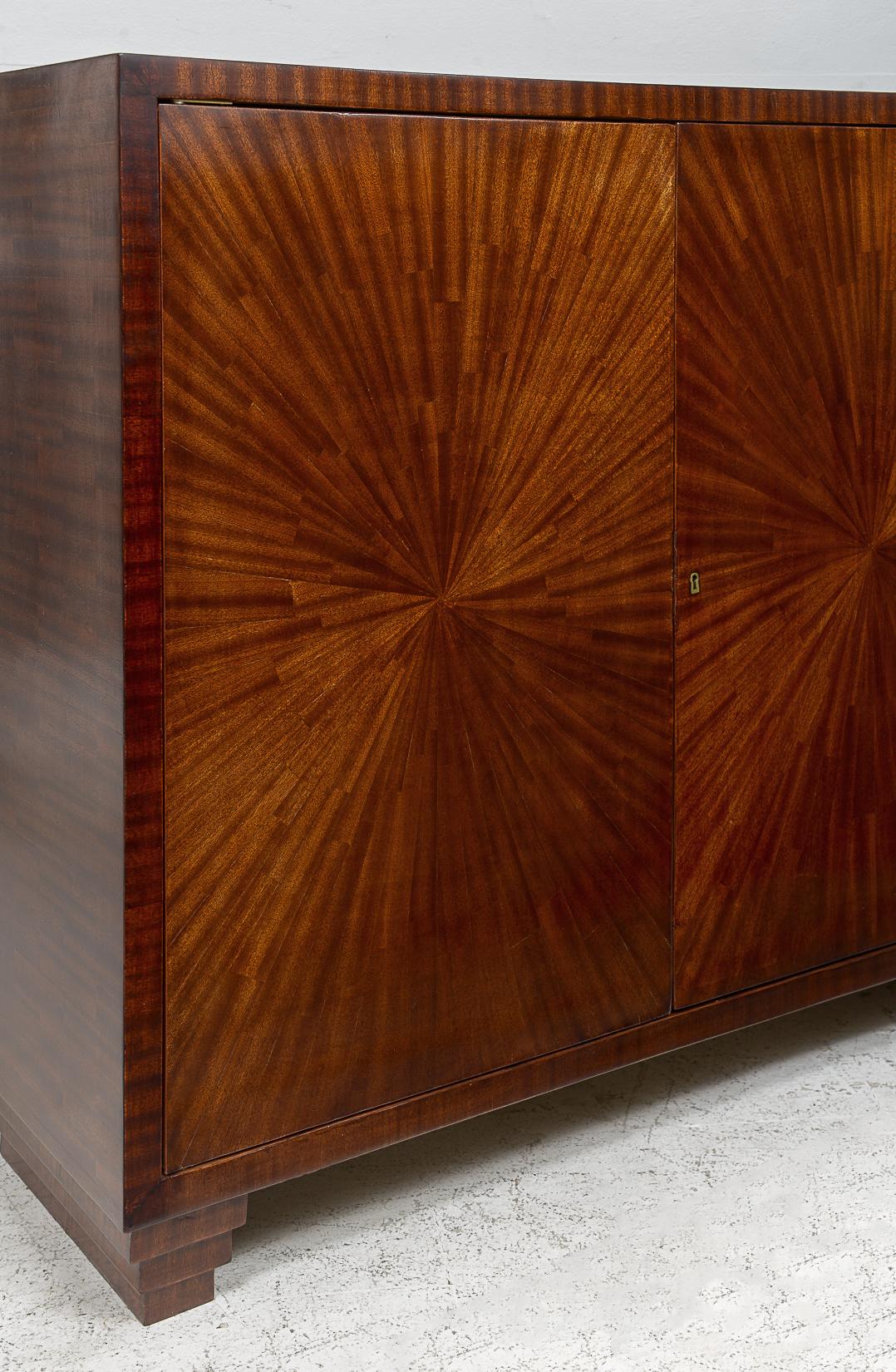 Modern Exquisite Parquetry Cabinet with Starburst Pattern For Sale