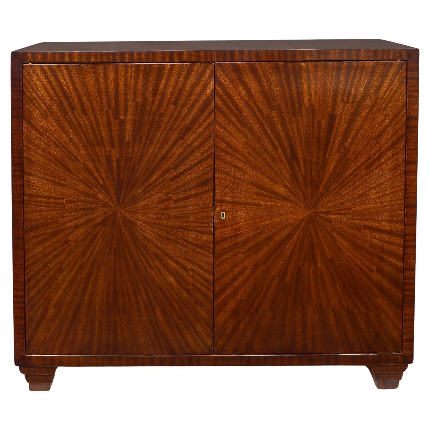 Exquisite Parquetry Cabinet with Starburst Pattern For Sale