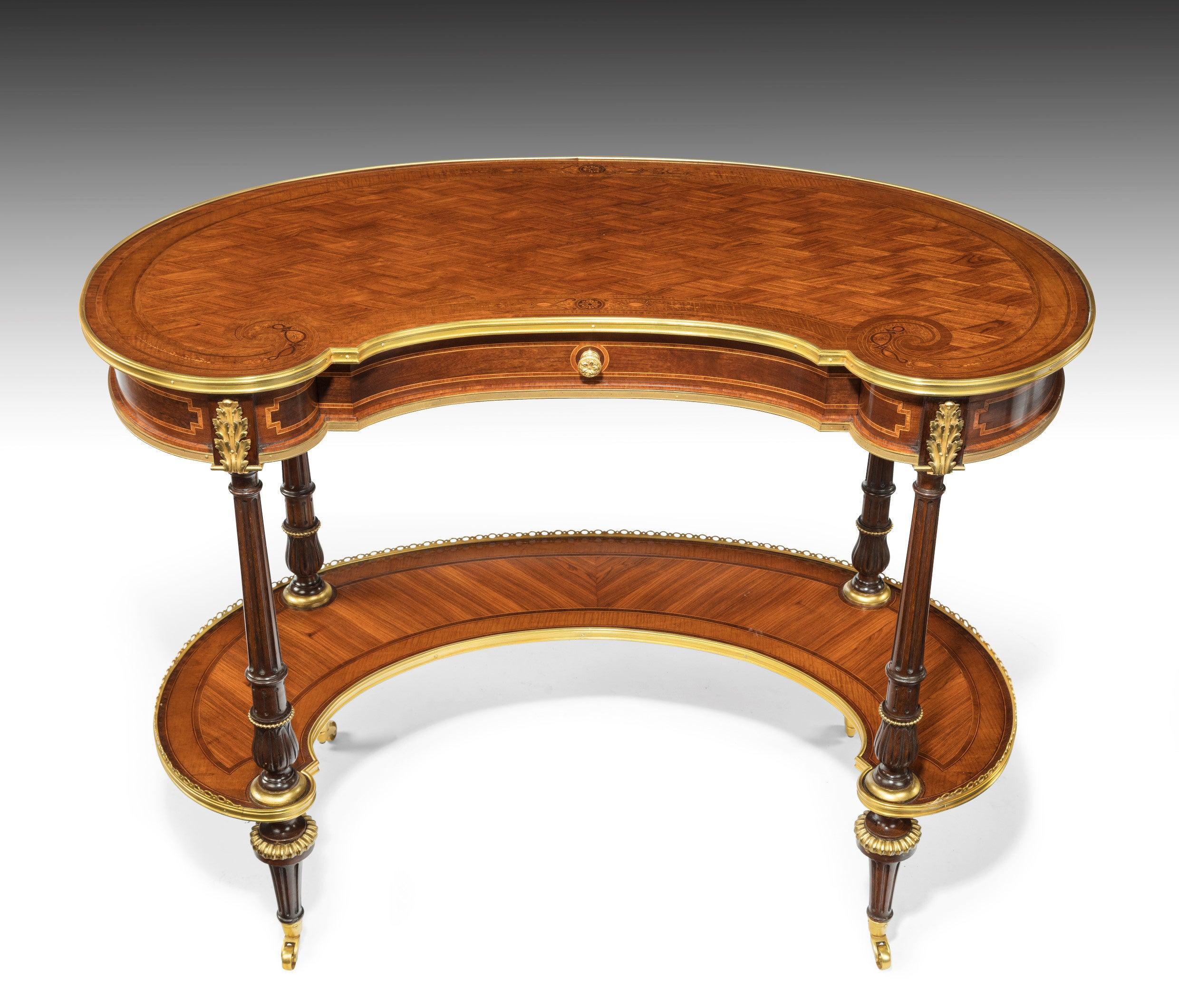 19th Century Exquisite Parquetry Gillows Kidney Shaped Writing Table