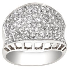 Vintage Exquisite Pave Diamond Ring in 18k White Gold. 1.25 Carats in Pave Diamonds