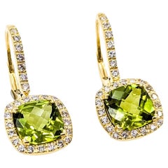 Exquisite Peridot und Diamant Tropfen Ohrringe in 18k Gelbgold