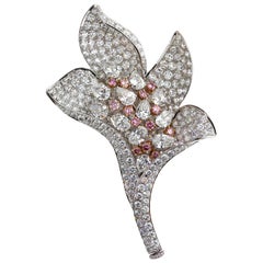 Exquisite Chatila Pink and White Diamond Flower Brooch