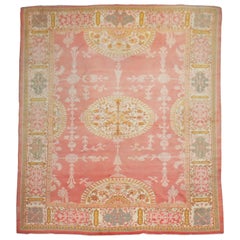 Exquisite Pink Antique Room Size Oushak Carpet, Early 20th Century