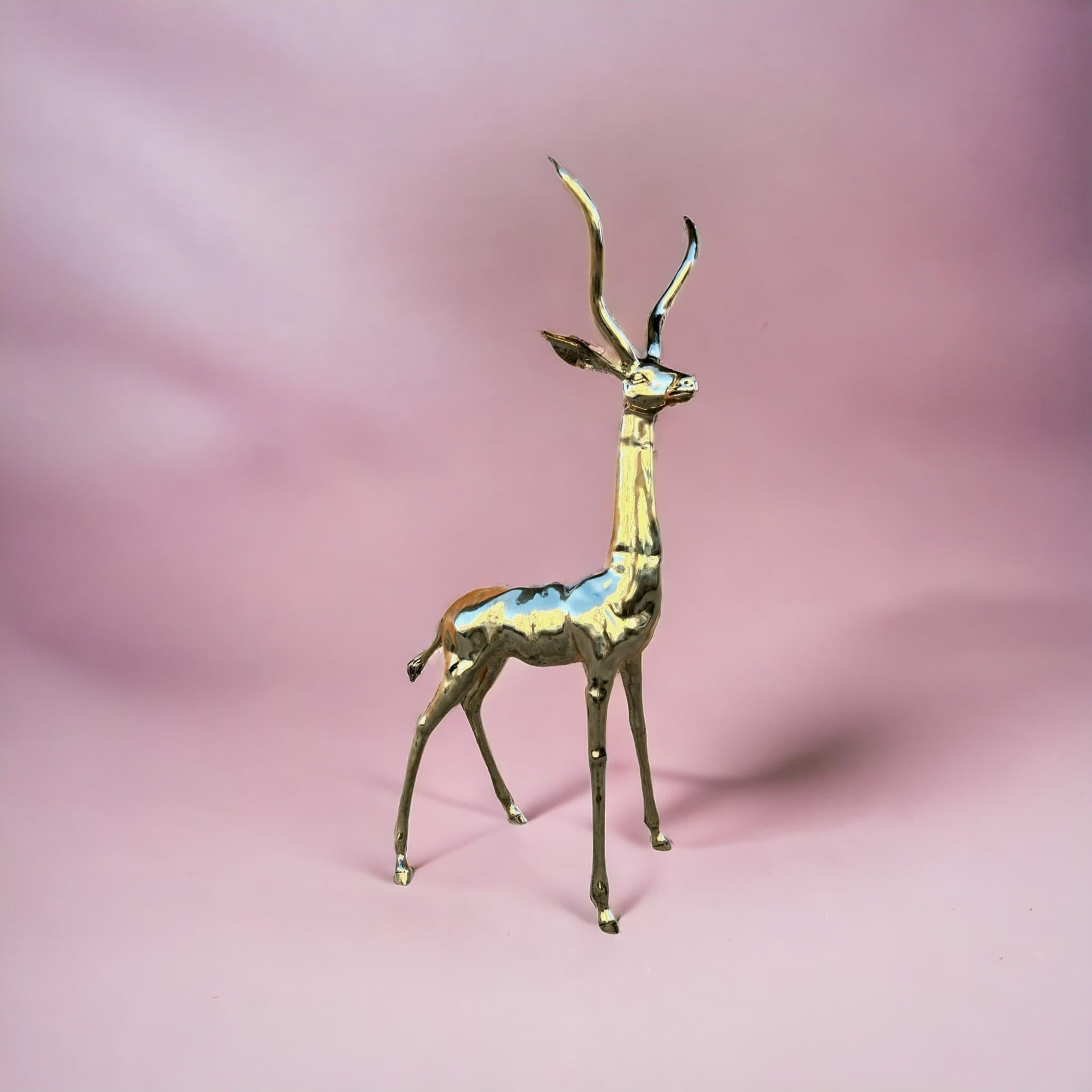 Exquisite polierte Bronze-Skulptur: Lebensgroße Antilope aus den 1950er Jahren im Angebot 13