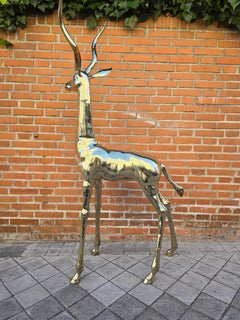 Exquisite Polished Bronze Sculpture: Lifesize Antelope from the 1950s