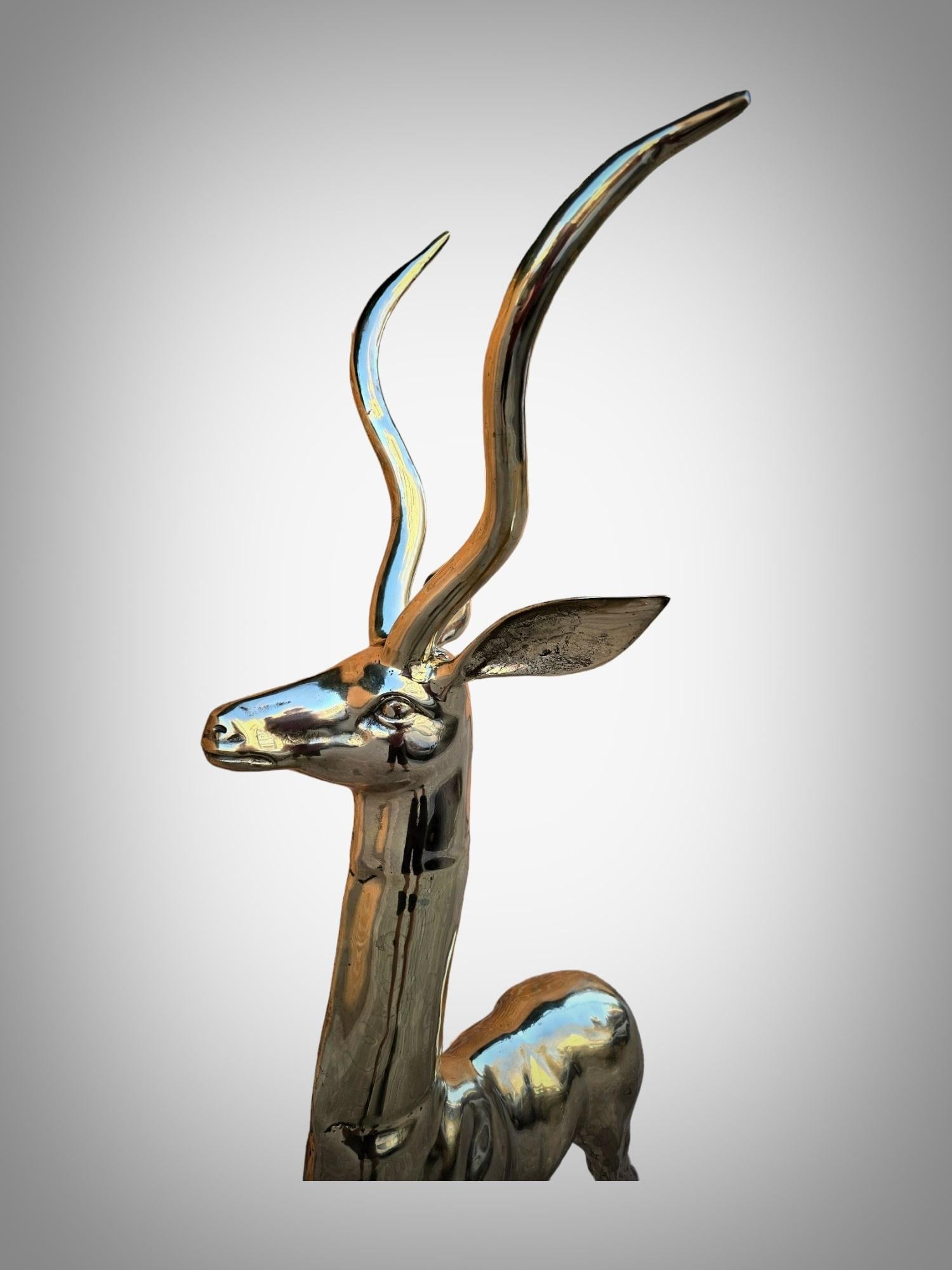 Exquisite Polished Bronze Sculpture: Lifesize Antelope from the 1950s For Sale 1