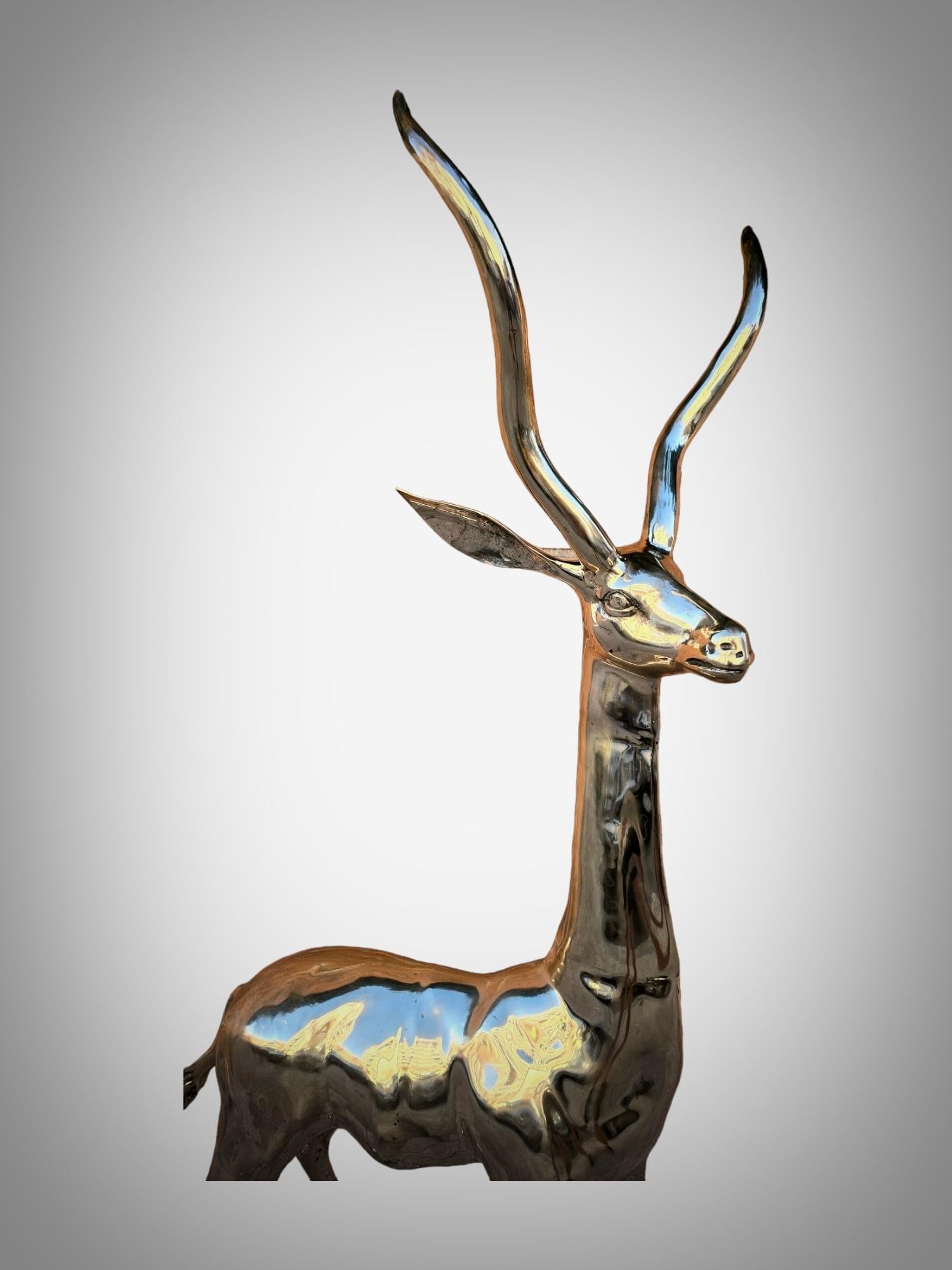 Exquisite Polished Bronze Sculpture: Lifesize Antelope from the 1950s For Sale 5
