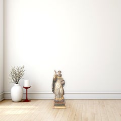 Exquisita escultura española de madera policromada de Santo Domingo