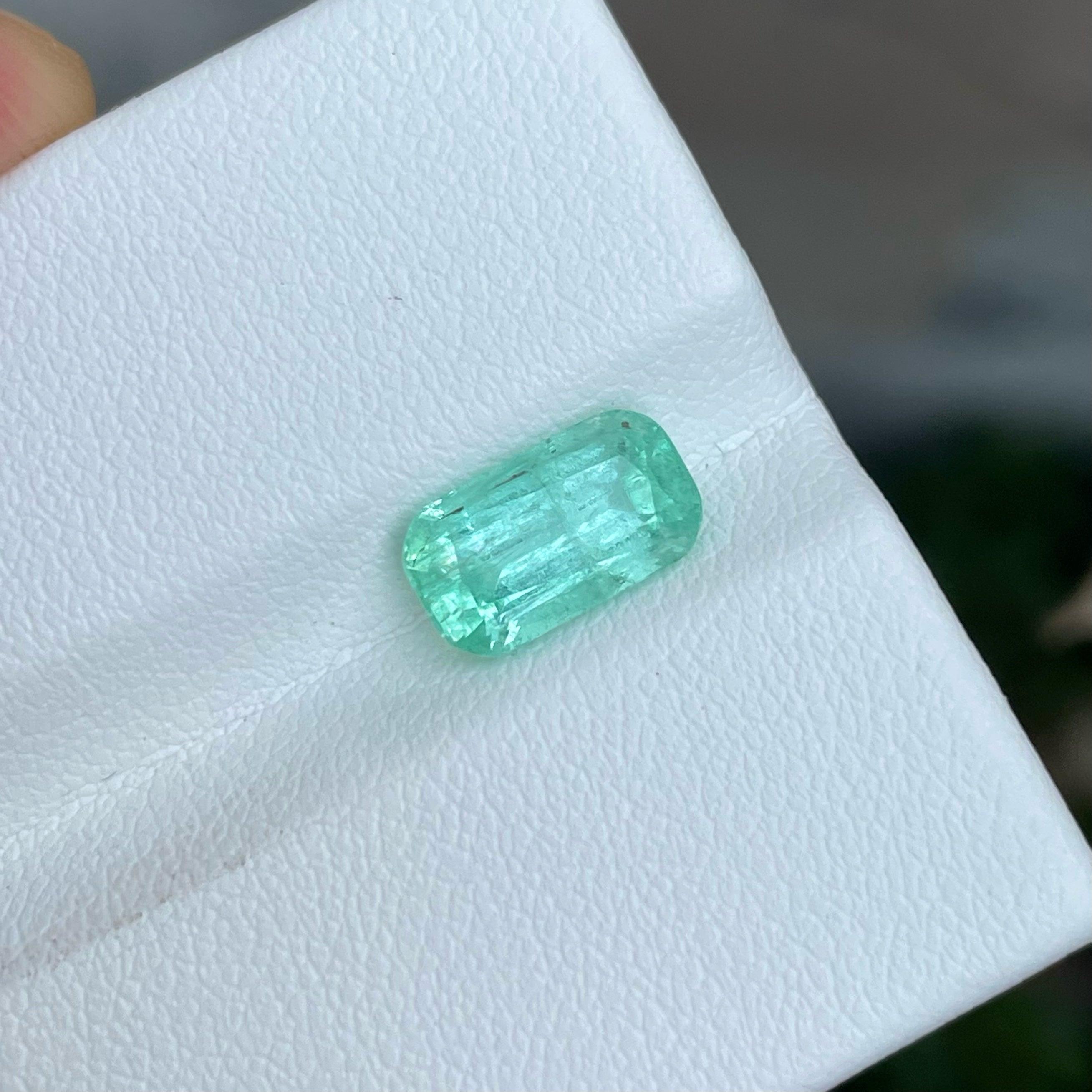 Exquisite Punjshir Emerald Gemstone of 2.35 carats from Punjshir,Afghanistan has a wonderful cut in a Cushion shape, incredible Light Green colour. Great brilliance. This gem is Included Clarity.

Product Information: 
GEMSTONE:	Exquisite Punjshir