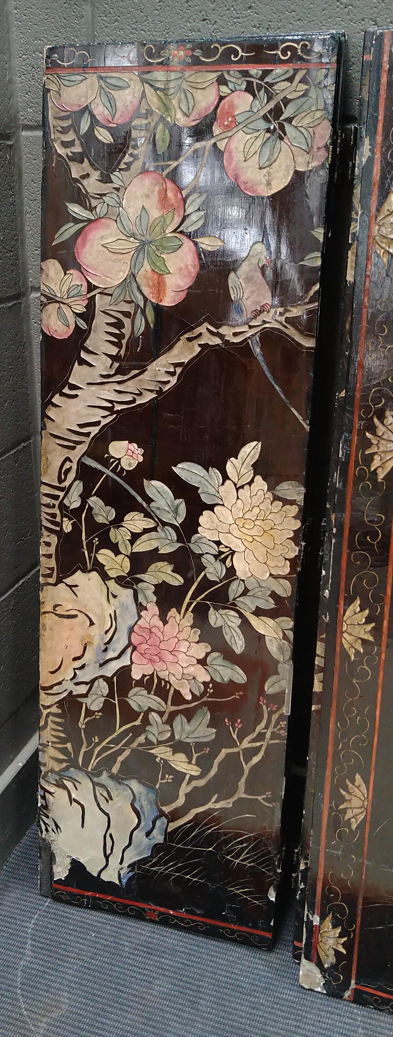 Exquisito biombo lacado de ocho paneles de la dinastía Qing 7