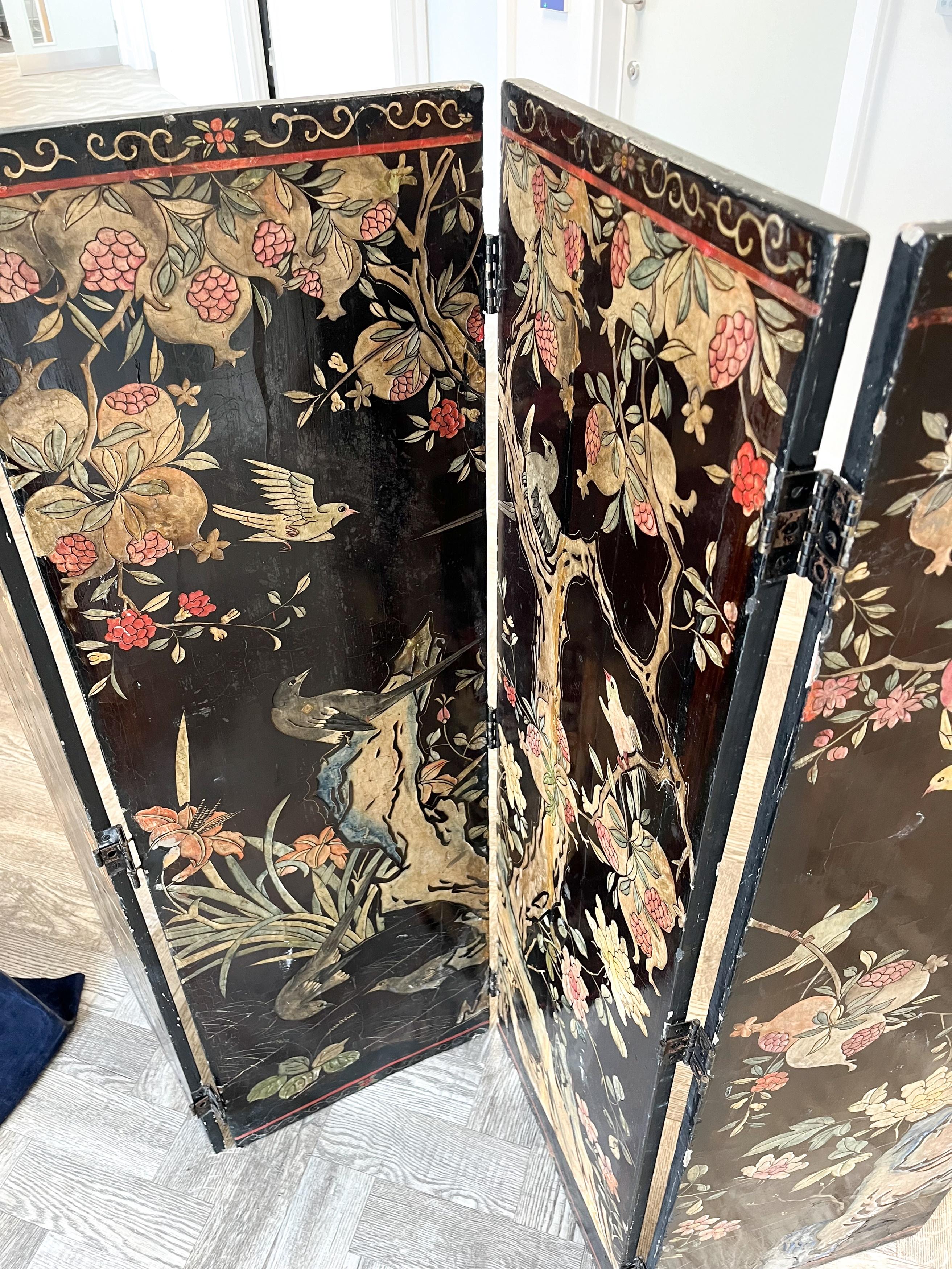 Exquisito biombo lacado de ocho paneles de la dinastía Qing Pintado