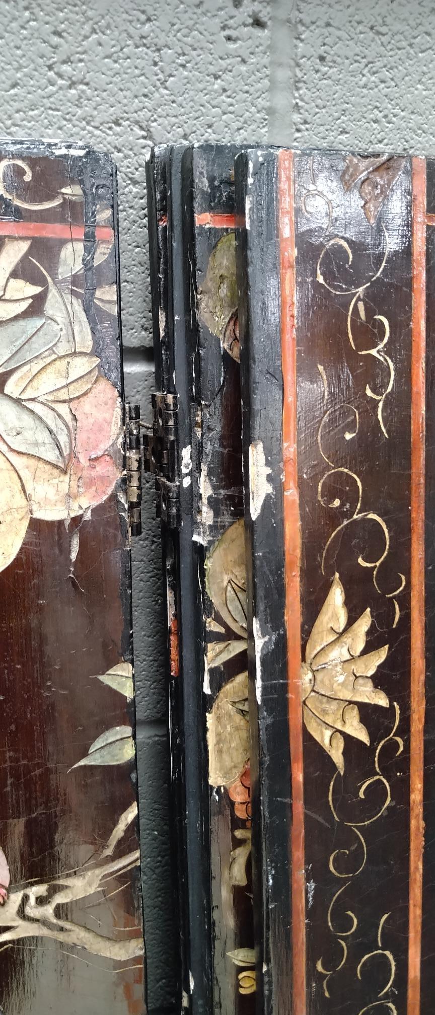 Exquisito biombo lacado de ocho paneles de la dinastía Qing 1