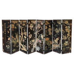 Exquisite Qing Dynasty Eight-Panel Lacquered Screen