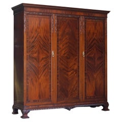 Exquisite Quality circa 1900 Honduras Hardwood Wardrobe + Mirror Part of Suite