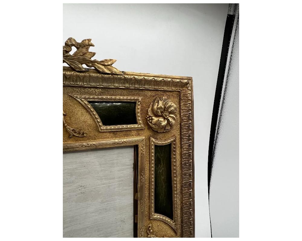 Exquisite Quality French Ormolu and Green Guilloche Enamel Frame 6