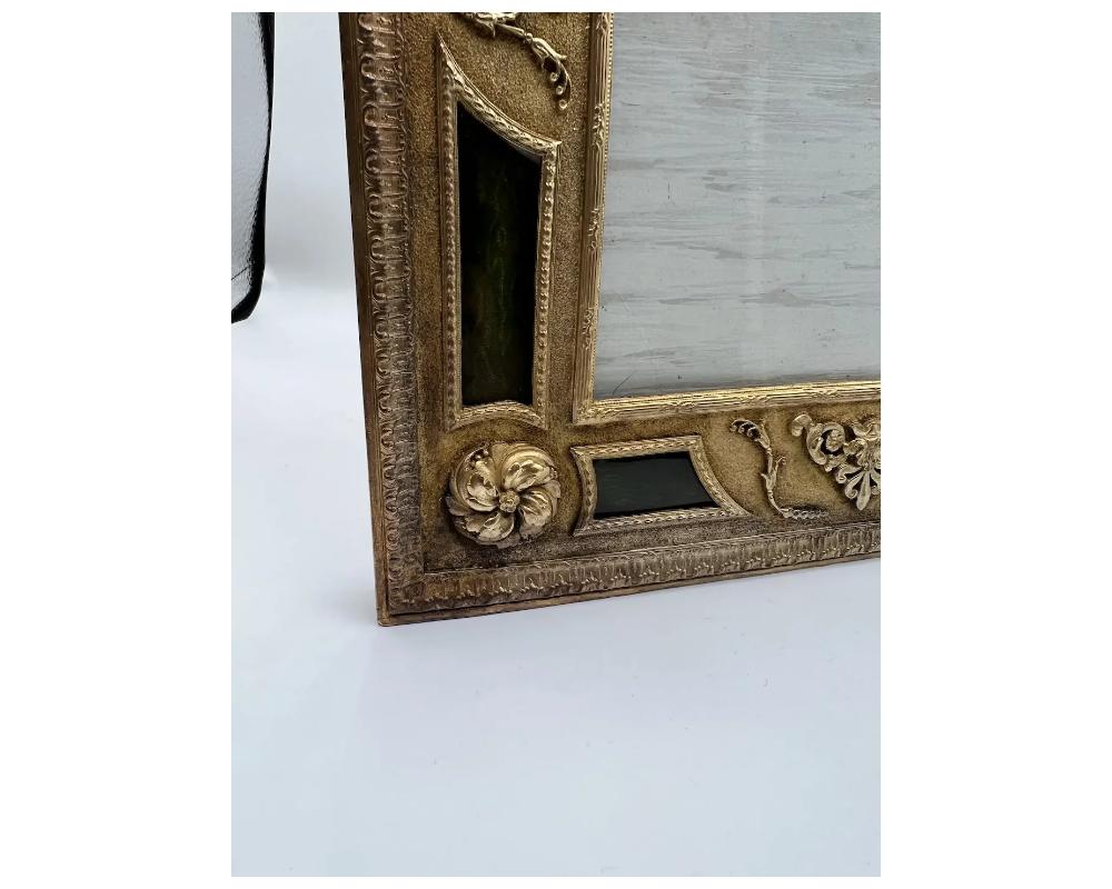 Exquisite Quality French Ormolu and Green Guilloche Enamel Frame 8