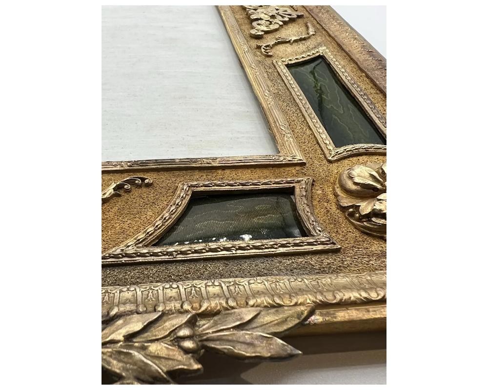 Exquisite Quality French Ormolu and Green Guilloche Enamel Frame 9