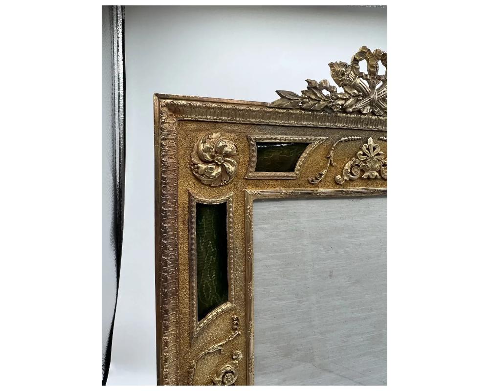 19th Century Exquisite Quality French Ormolu and Green Guilloche Enamel Frame