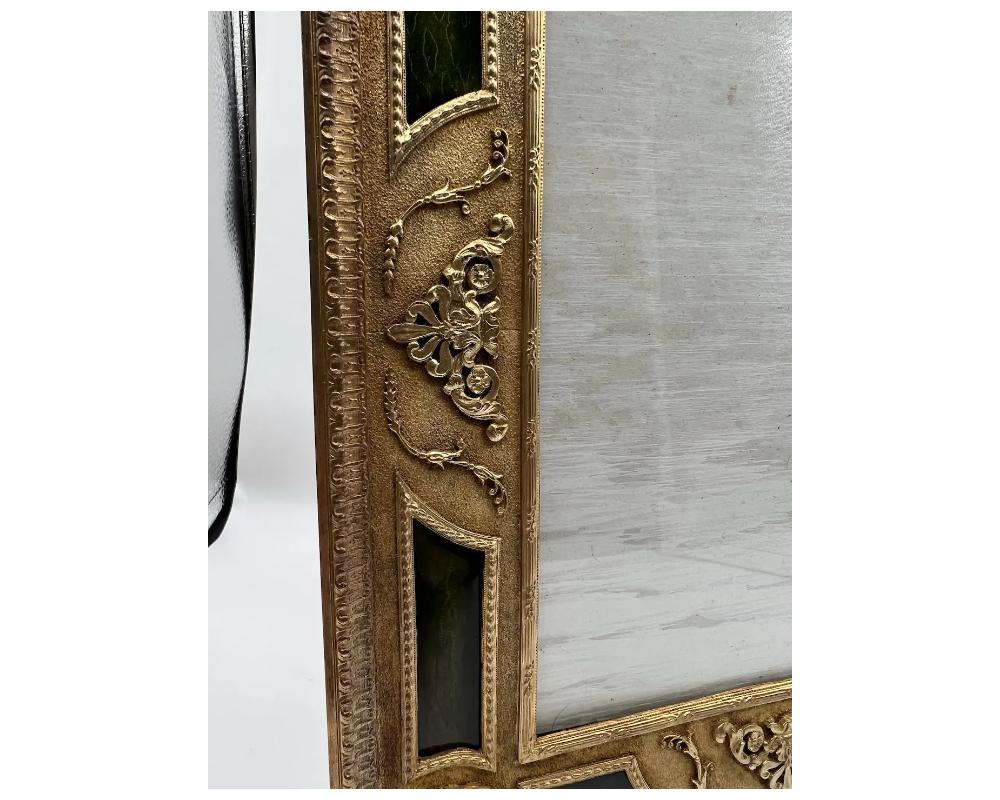 Exquisite Quality French Ormolu and Green Guilloche Enamel Frame 2